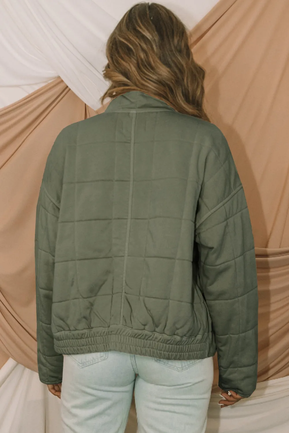 Zip-Up Pocket Quilted Cropped Jacket sold by Beagle Boutique product image thumbnail 3