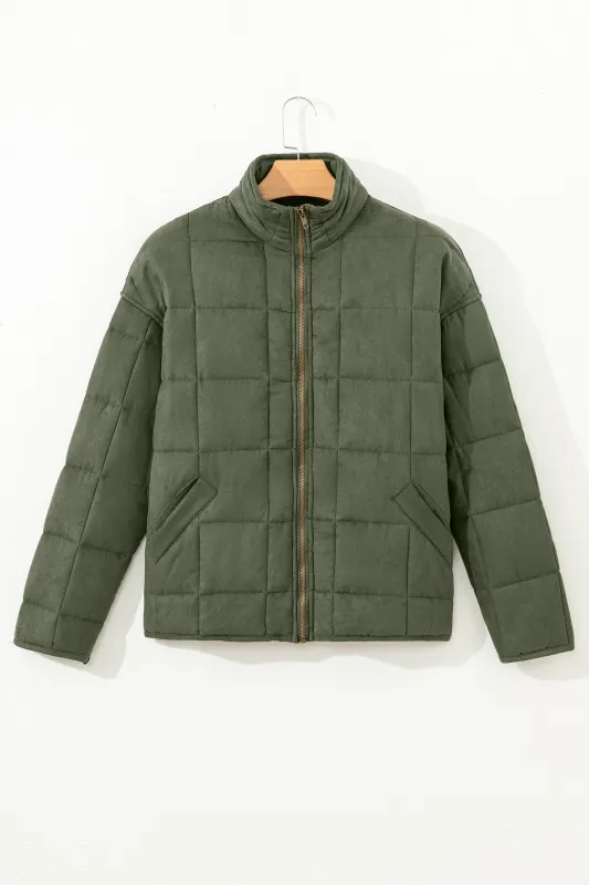 Zip-Up Pocket Quilted Cropped Jacket made by Beagle Boutique