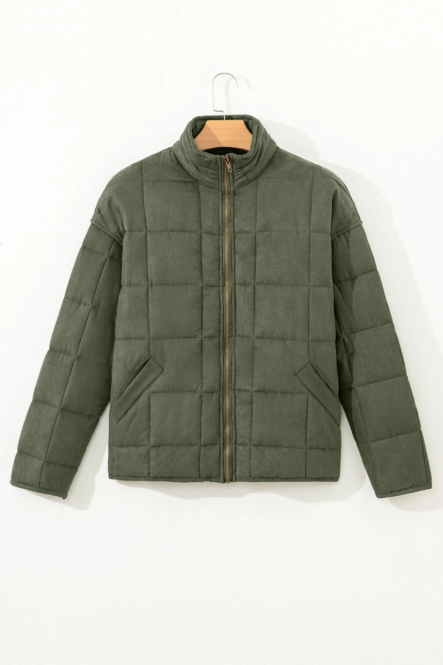 Zip-Up Pocket Quilted Cropped Jacket sold by Beagle Boutique