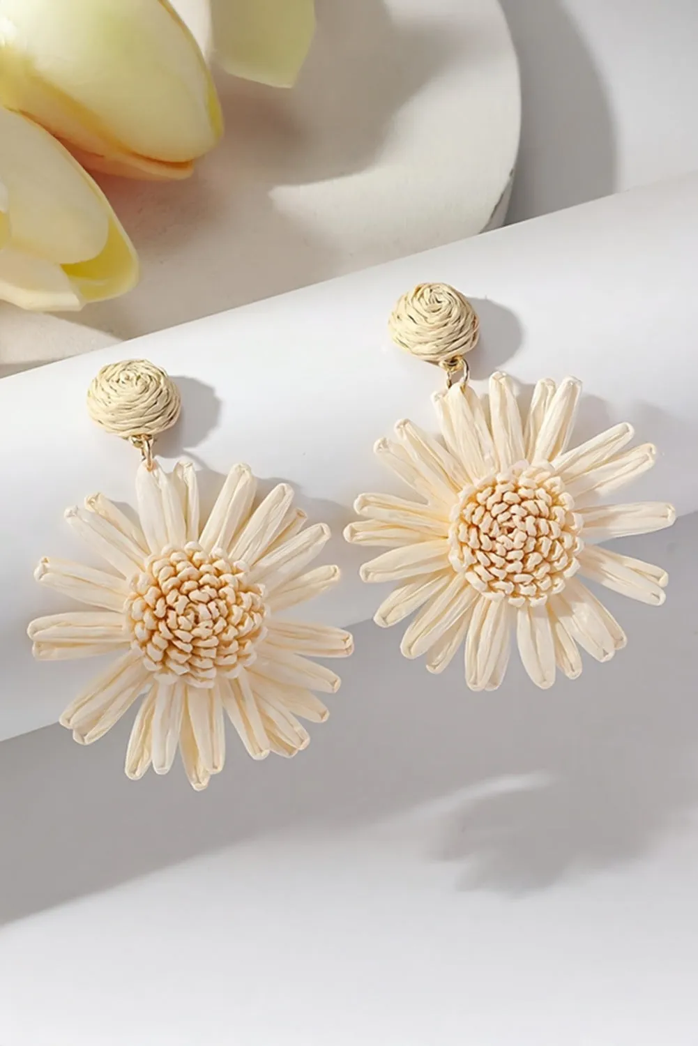 White Boho Flower Drop Earrings sold by Beagle Boutique product image thumbnail 5