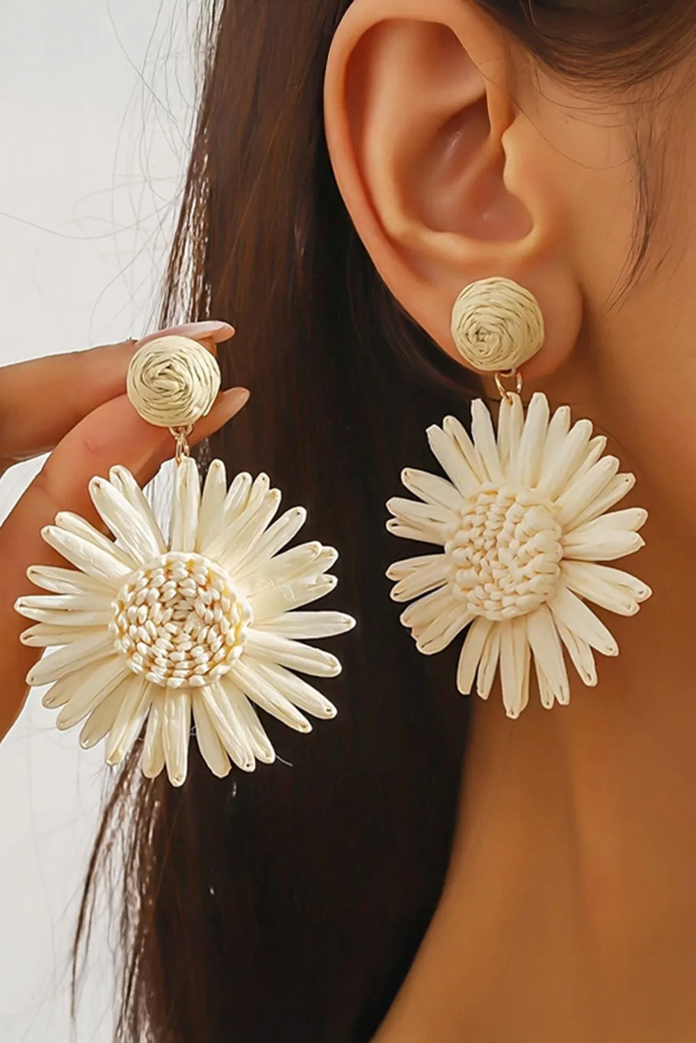 White Boho Flower Drop Earrings sold by Beagle Boutique