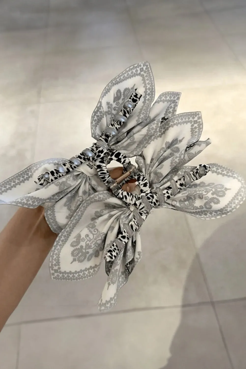 Black Paisley Floral Print Bow Knot Hair Clip sold by Beagle Boutique product image thumbnail 4