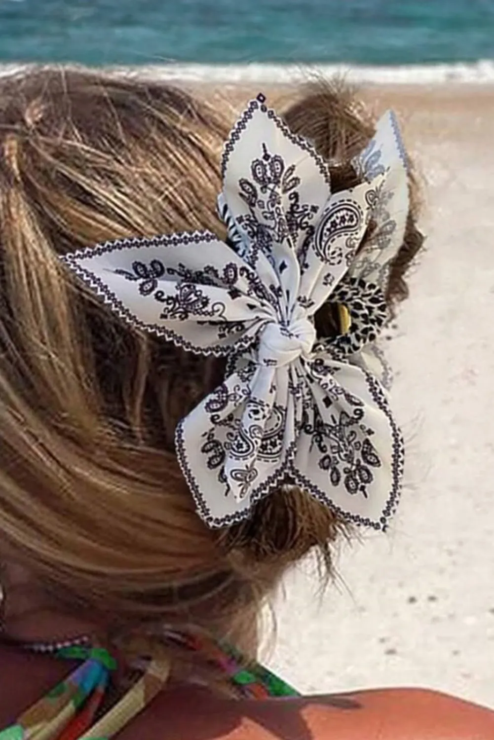 Black Paisley Floral Print Bow Knot Hair Clip sold by Beagle Boutique product image thumbnail 2