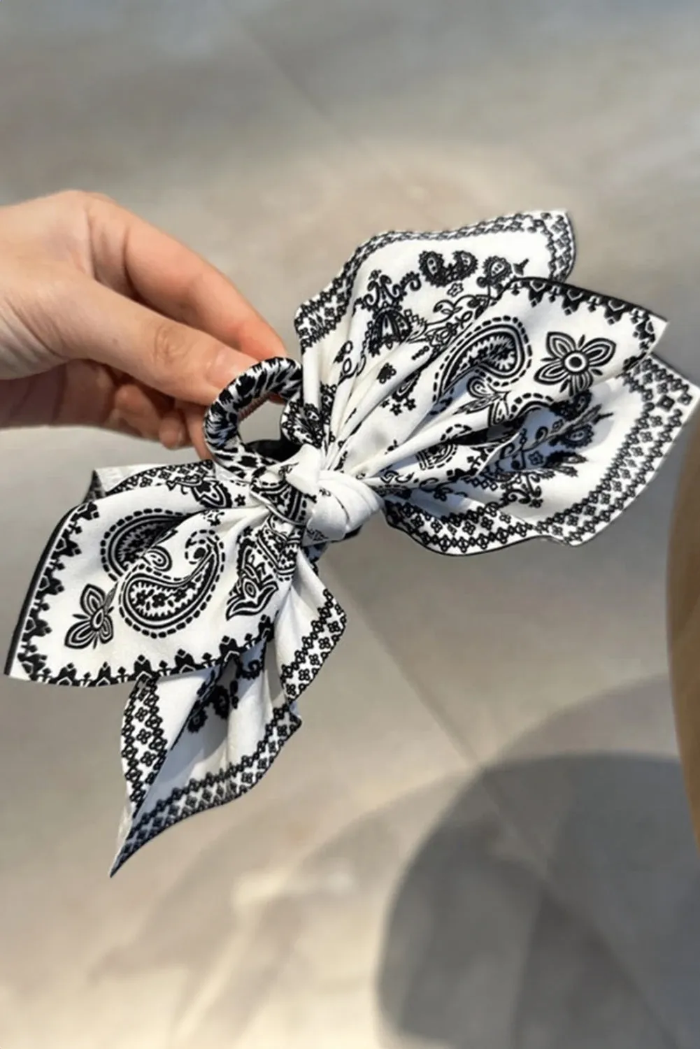 Black Paisley Floral Print Bow Knot Hair Clip sold by Beagle Boutique product image thumbnail 3