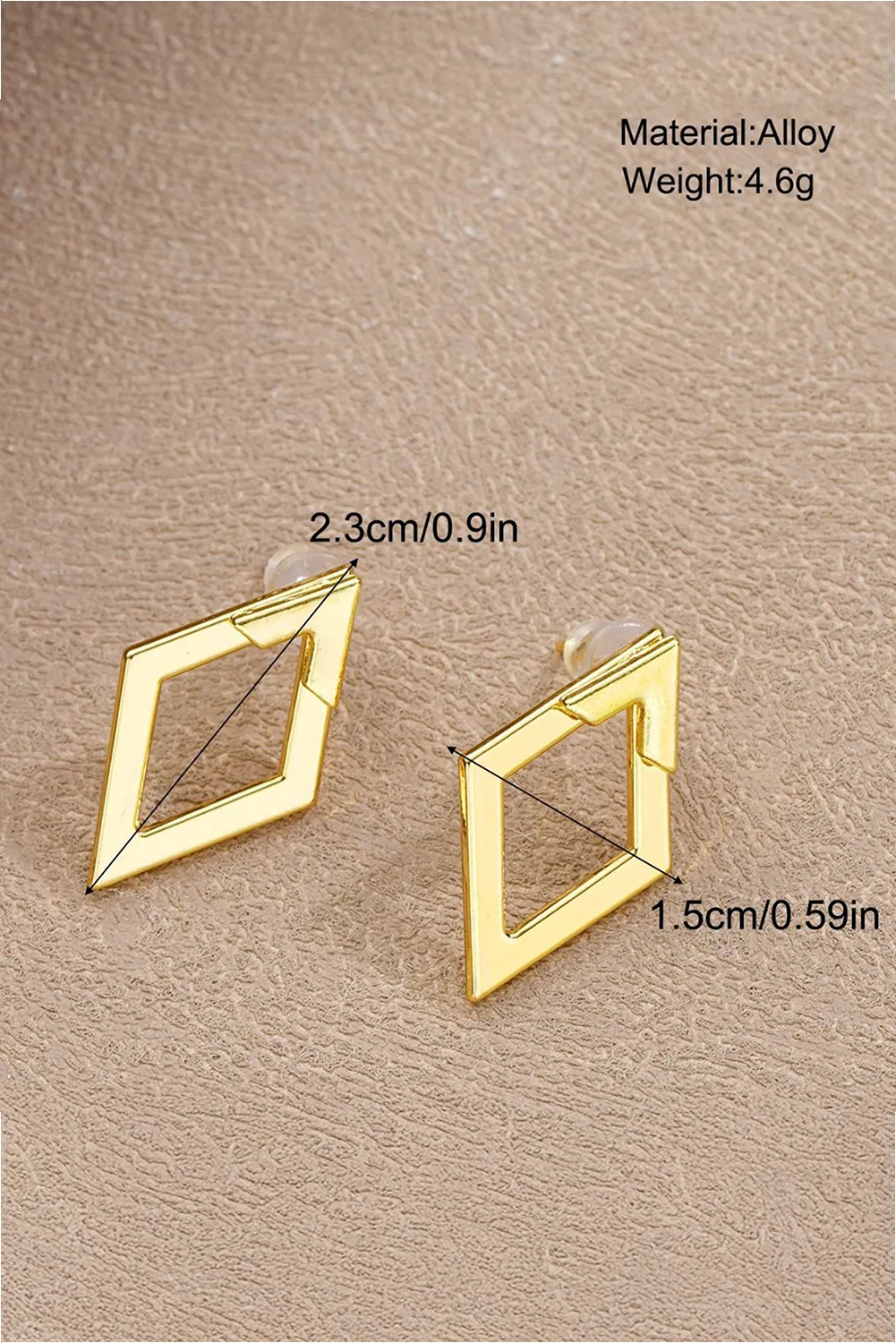 Gold Coloured Geometric Shape Stud Earrings sold by Beagle Boutique product image thumbnail 5