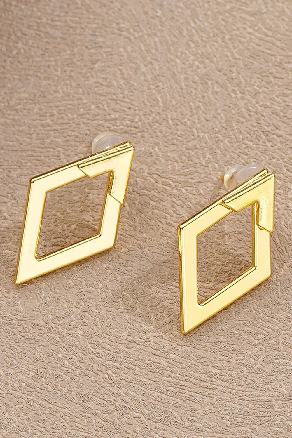 Gold Coloured Geometric Shape Stud Earrings sold by Beagle Boutique product image thumbnail 3