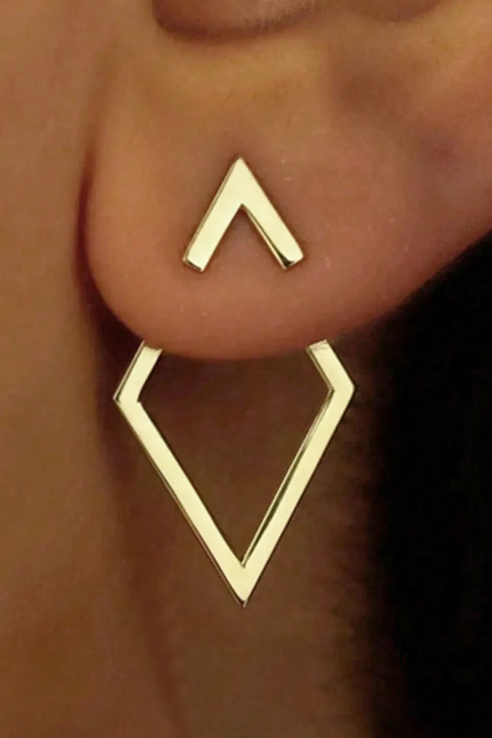 Gold Coloured Geometric Shape Stud Earrings sold by Beagle Boutique product image thumbnail 2