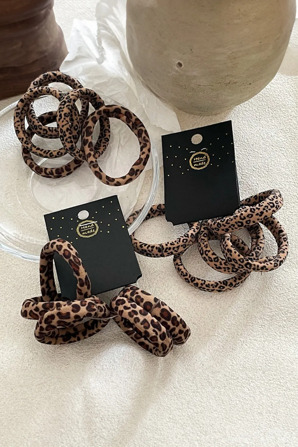 Brown 5 pieces Leopard Elastic Hair Tie Set sold by Beagle Boutique product image thumbnail 2