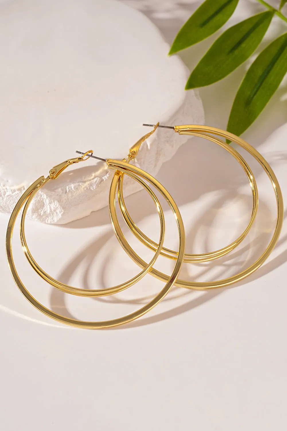 Gold Large Double Hoop Earrings sold by Beagle Boutique product image thumbnail 4
