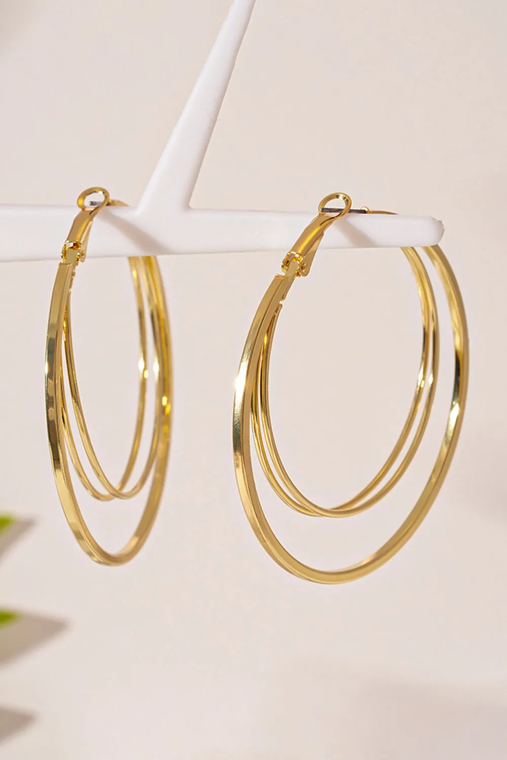 Gold Large Double Hoop Earrings sold by Beagle Boutique product image thumbnail 3