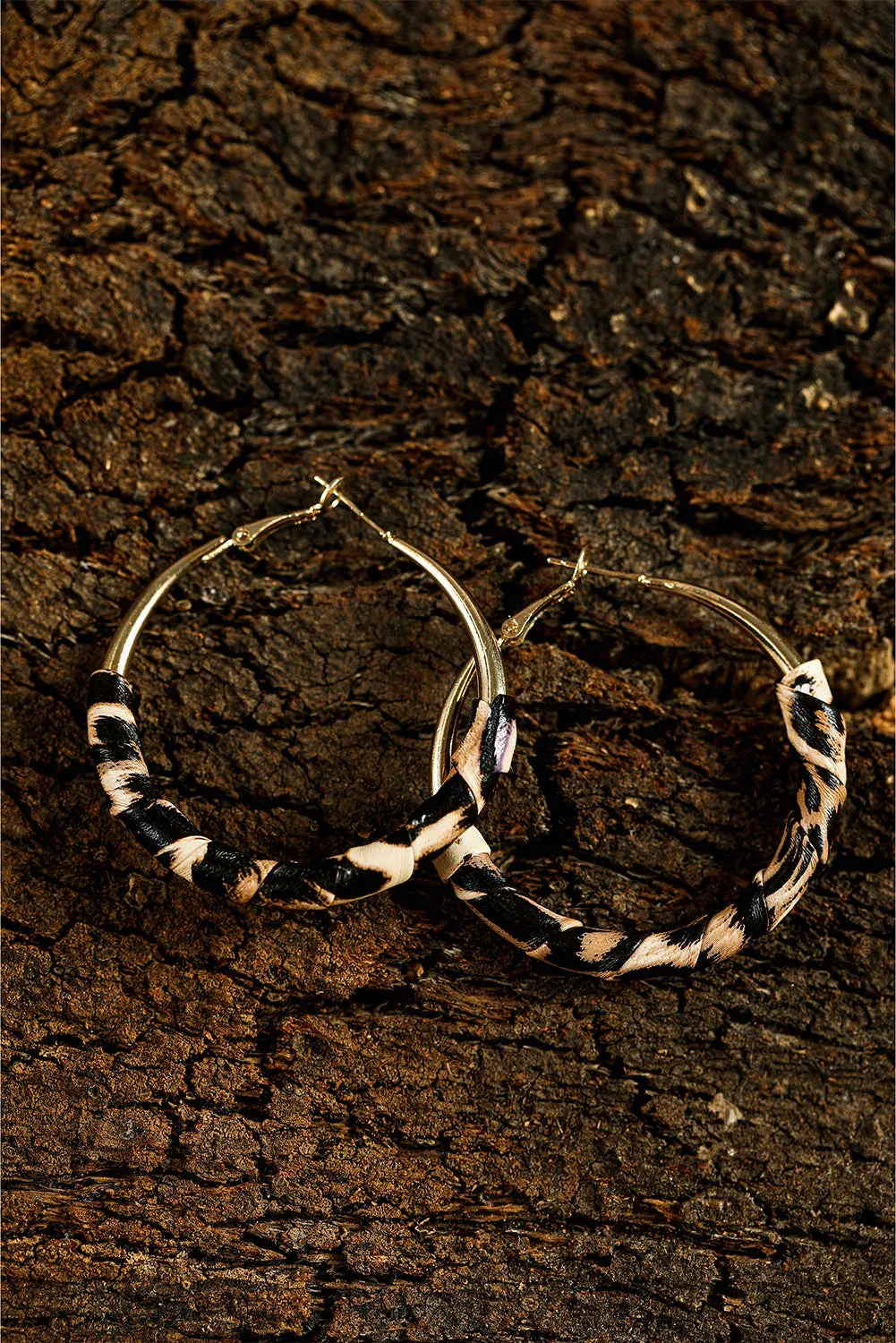 Gold Coloured Leopard Large Hoop Earrings sold by Beagle Boutique product image thumbnail 4