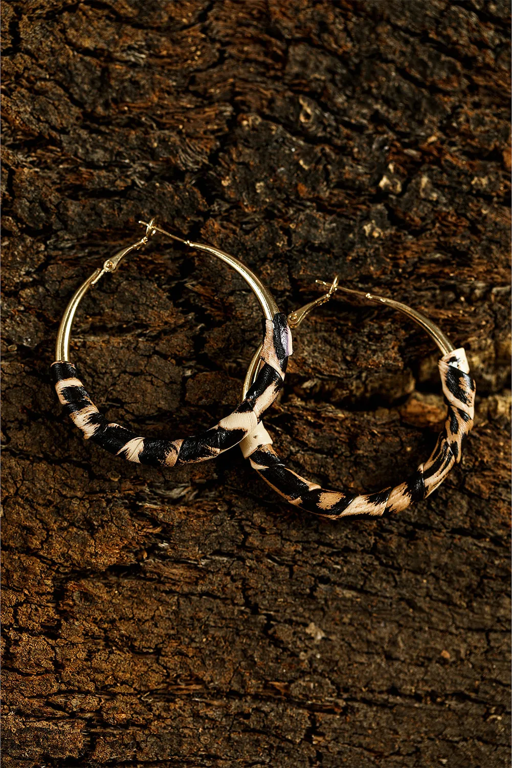 Gold Coloured Leopard Large Hoop Earrings sold by Beagle Boutique product image thumbnail 3