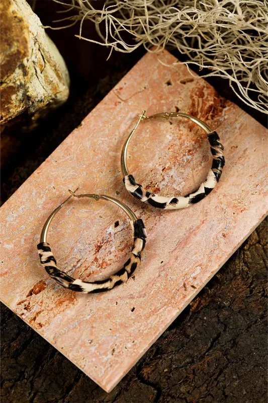 Gold Coloured Leopard Large Hoop Earrings sold by Beagle Boutique