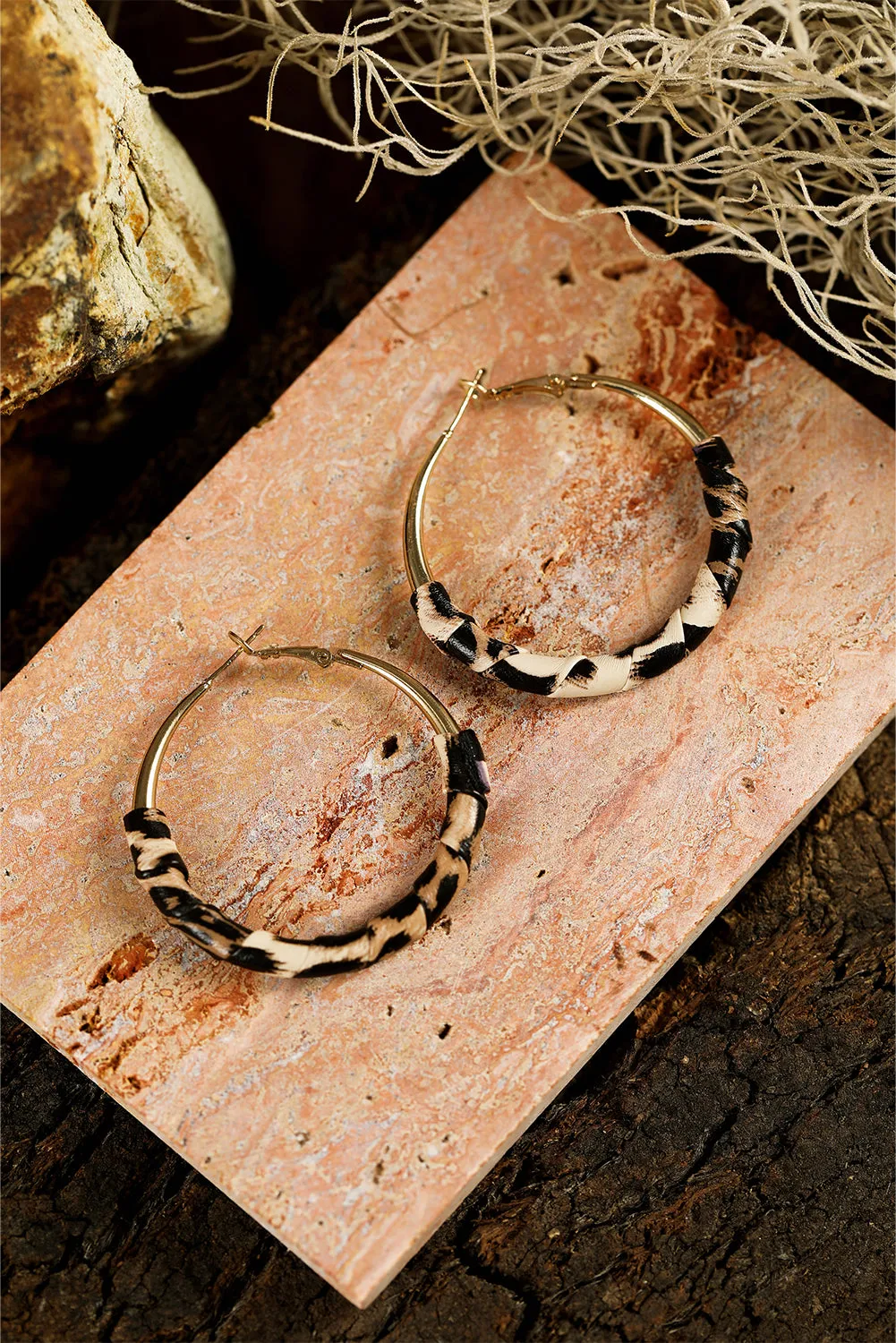 Gold Coloured Leopard Large Hoop Earrings sold by Beagle Boutique