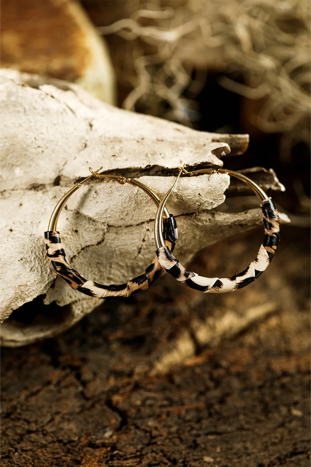 Gold Coloured Leopard Large Hoop Earrings sold by Beagle Boutique product image thumbnail 5