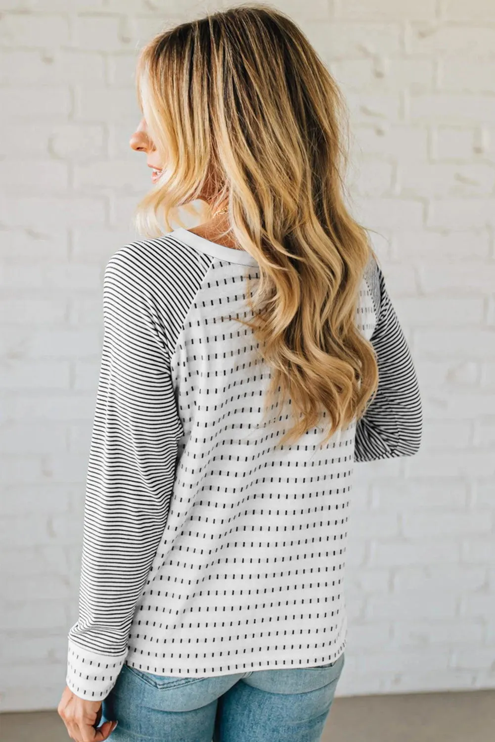 Stripe Raglan Patchwork Long Sleeve Tee sold by Beagle Boutique product image thumbnail 2