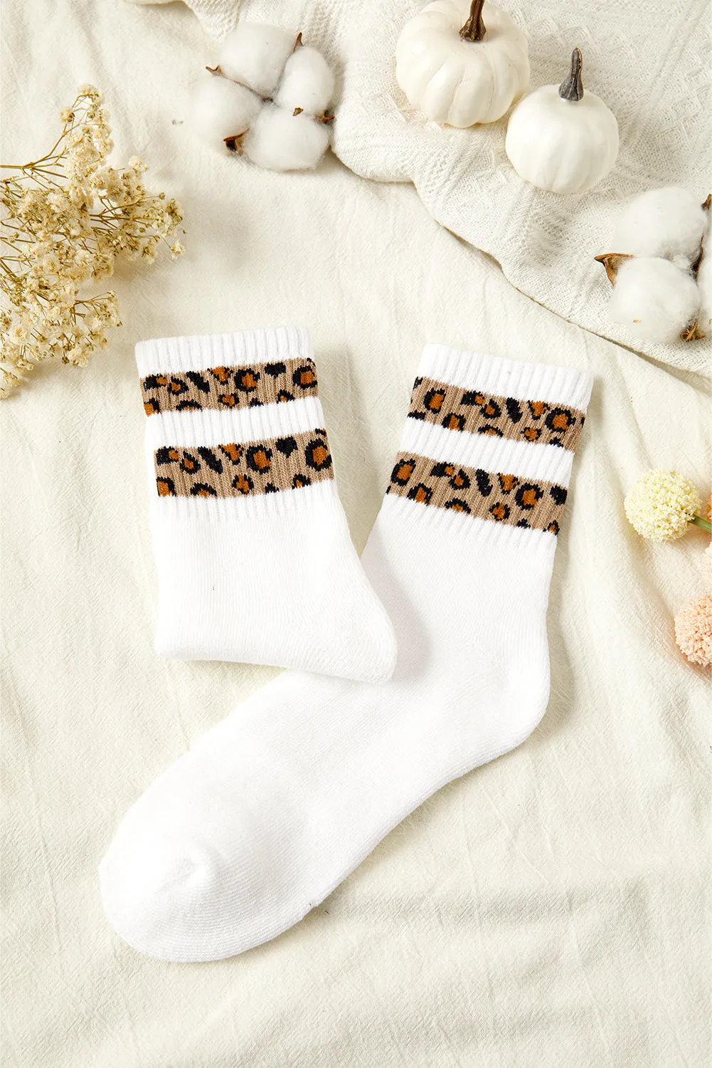 White Leopard Double Stripe Crew Socks sold by Beagle Boutique product image thumbnail 5