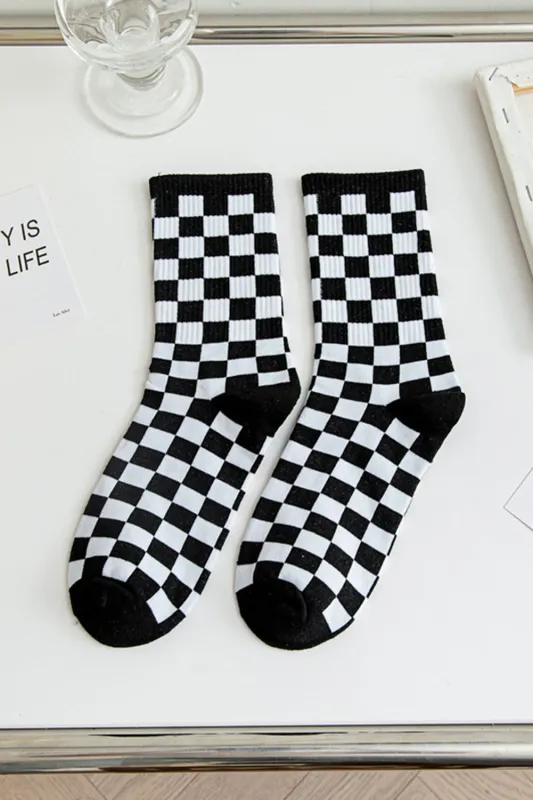 Checkerboard Print Crew Socks sold by Beagle Boutique