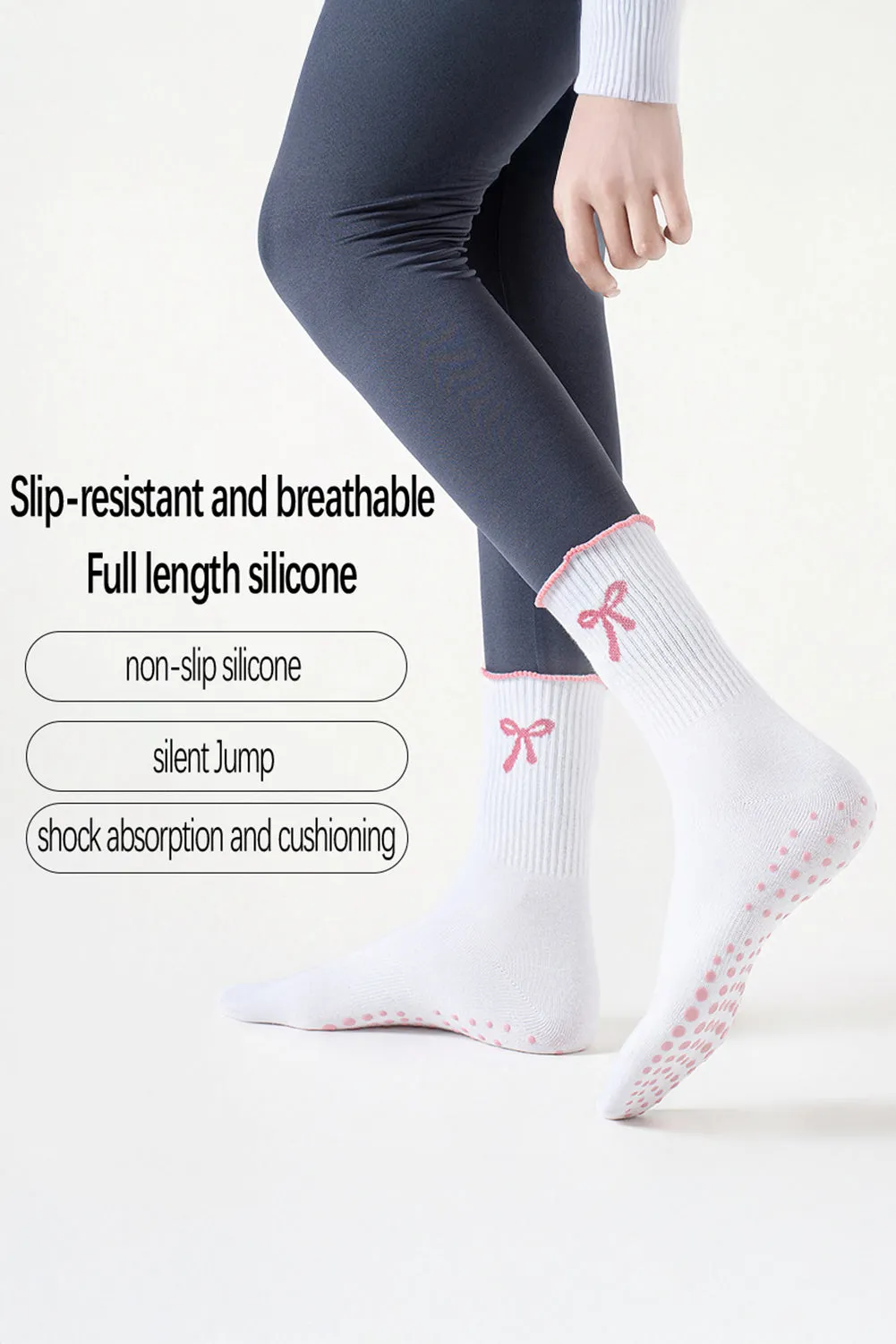 Bow Print Non-Slip Ruffle Grip Socks sold by Beagle Boutique product image thumbnail 4