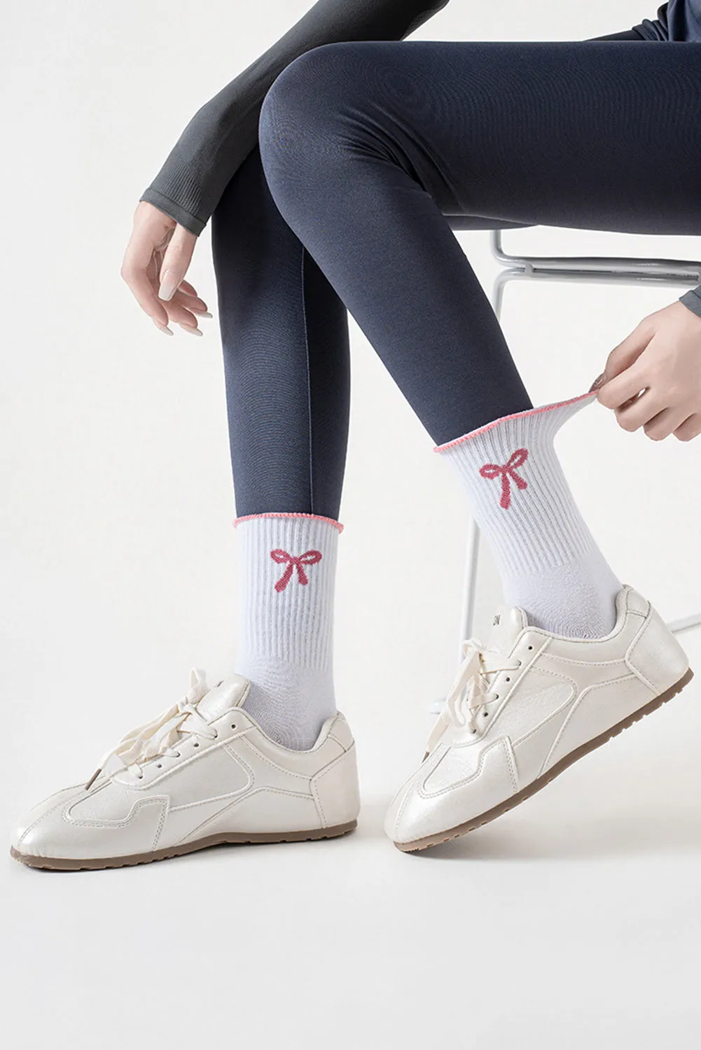 Bow Print Non-Slip Ruffle Grip Socks sold by Beagle Boutique product image thumbnail 3