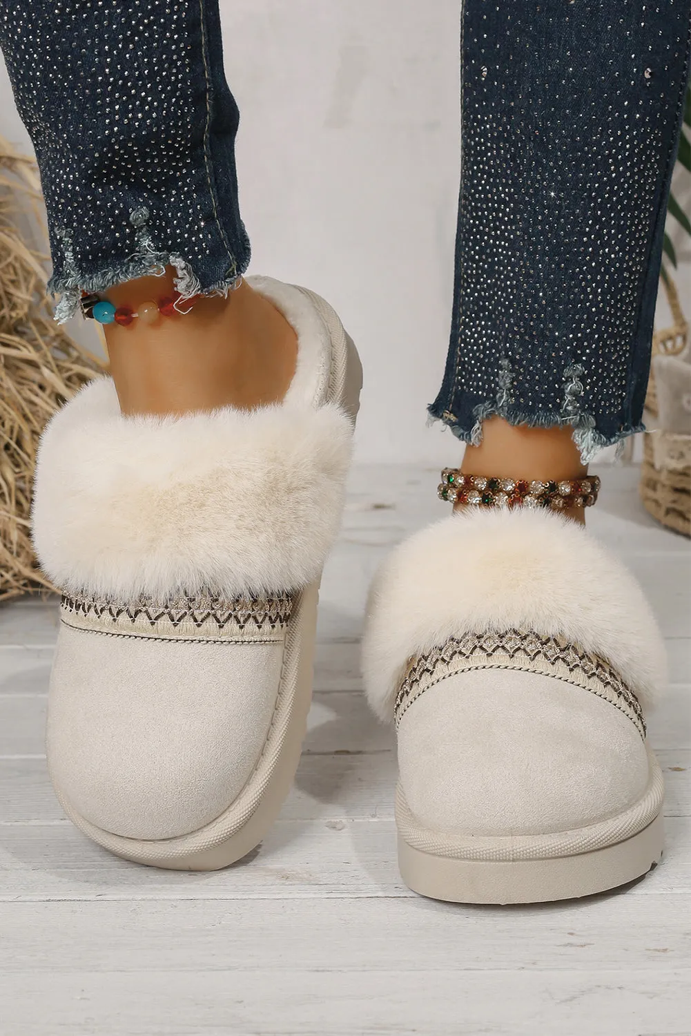 Faux Suede Fuzzy Warm Slippers sold by Beagle Boutique