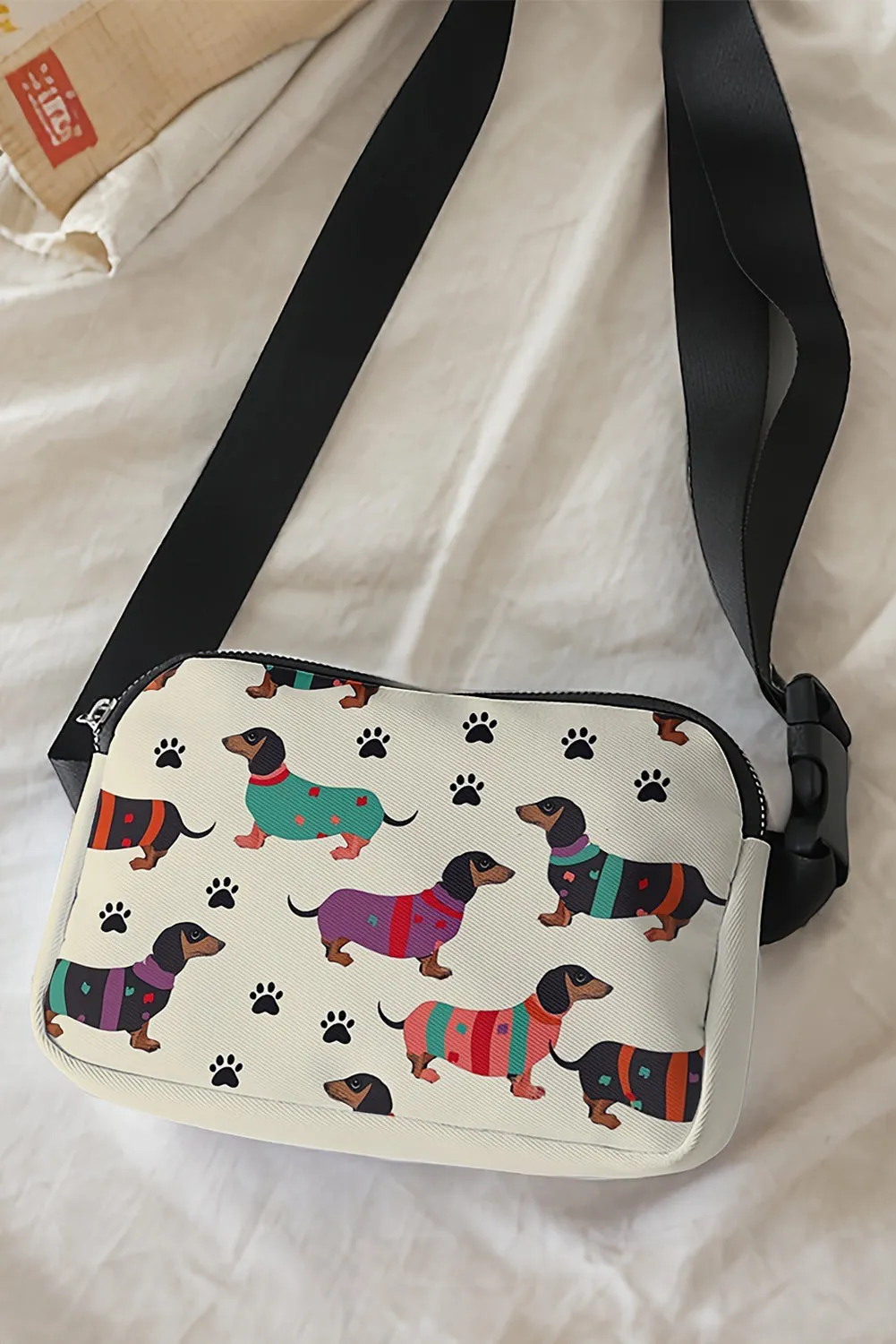 Dachshund Walking Footprint PU Crossbody Bag sold by Beagle Boutique product image thumbnail 4
