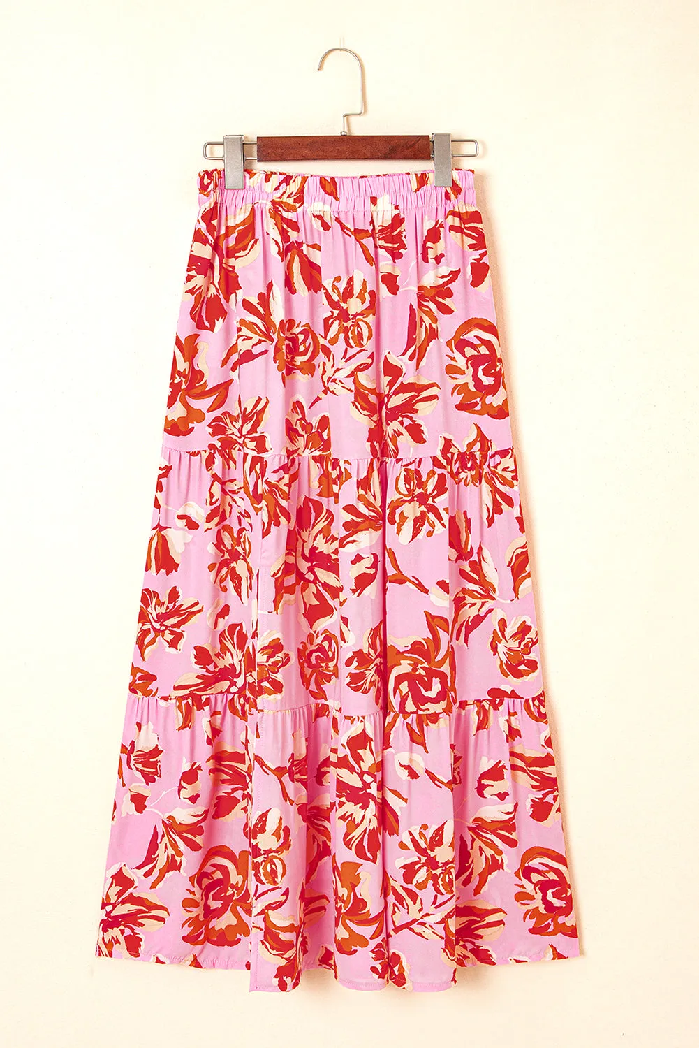 Bohemian Floral Print Tiered Maxi Skirt with Split sold by Beagle Boutique product image thumbnail 4