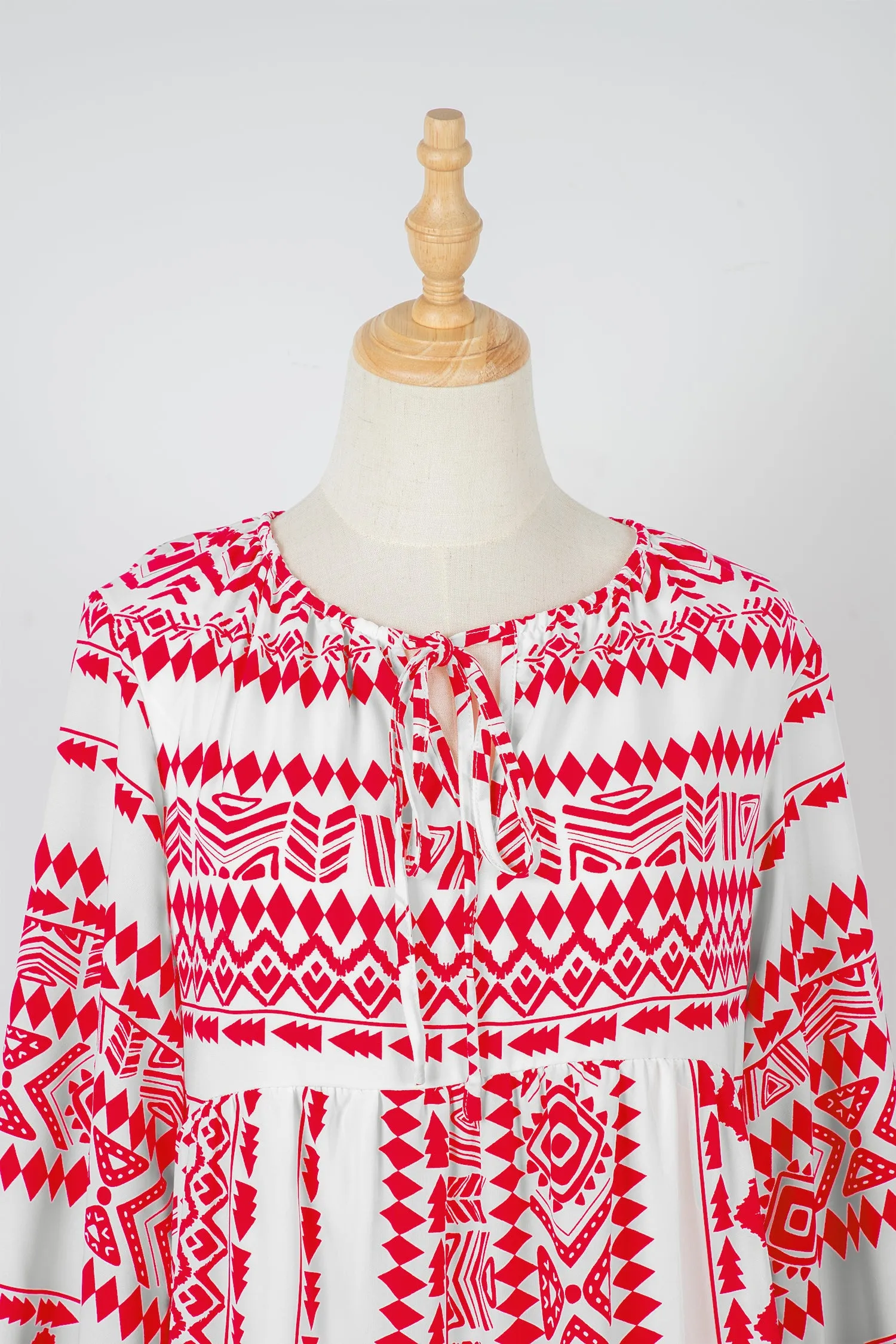 Red Boho Printed Half Sleeve Maxi Dress sold by Beagle Boutique product image thumbnail 4