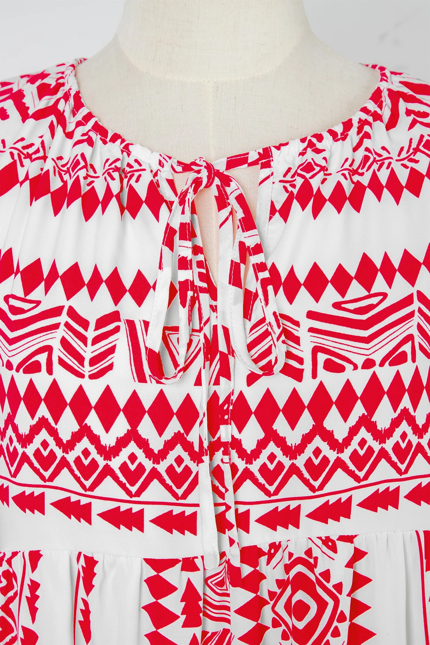 Red Boho Printed Half Sleeve Maxi Dress sold by Beagle Boutique product image thumbnail 5