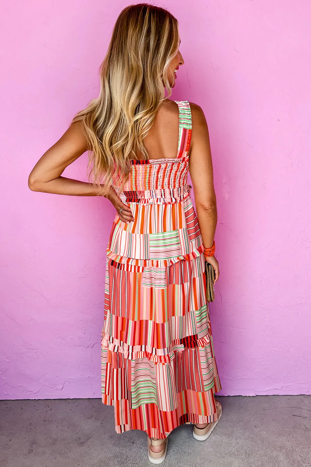 Striped Wide Straps Smocked Tiered Maxi Dress sold by Beagle Boutique product image thumbnail 2