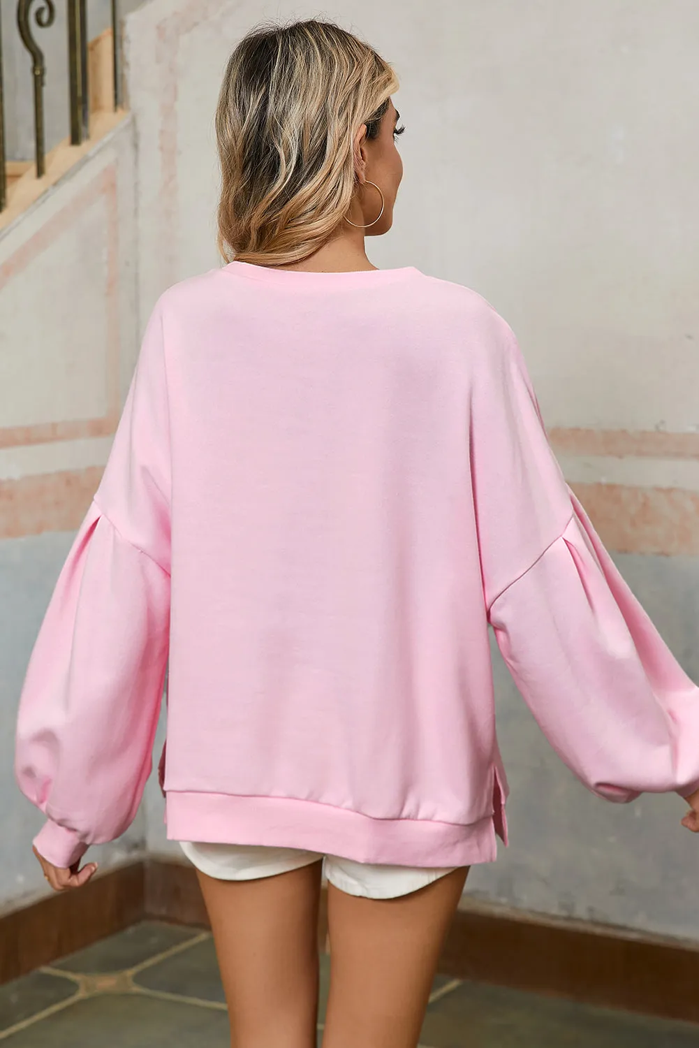 Bow Lantern Sleeve Oversized Pullover Sweatshirt sold by Beagle Boutique product image thumbnail 3