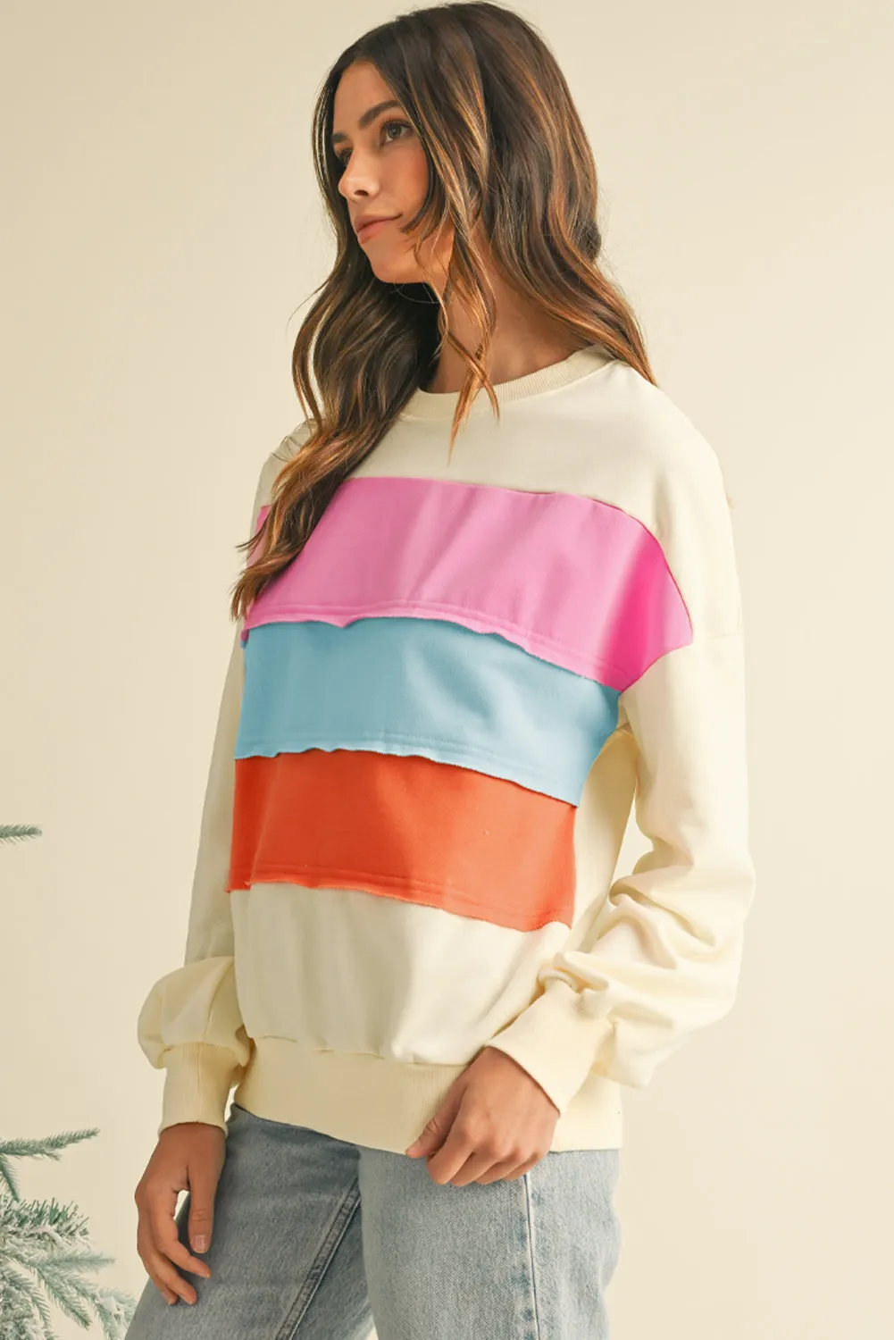 Colour-block Patchwork Drop Sleeve Sweatshirt sold by Beagle Boutique product image thumbnail 3