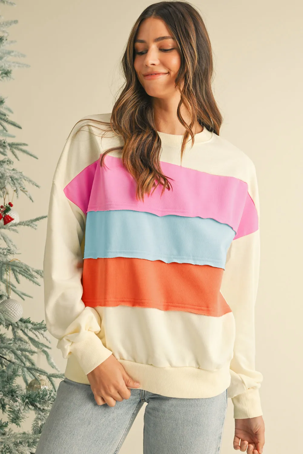 Colour-block Patchwork Drop Sleeve Sweatshirt sold by Beagle Boutique product image thumbnail 4