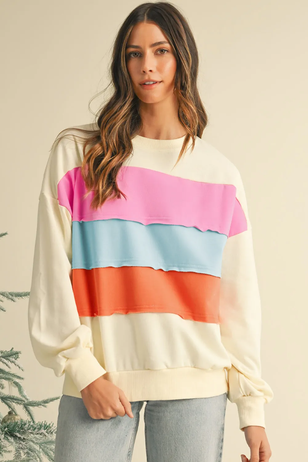 Colour-block Patchwork Drop Sleeve Sweatshirt sold by Beagle Boutique product image thumbnail 5