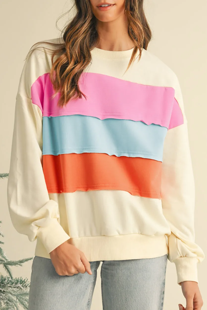 Colour-block Patchwork Drop Sleeve Sweatshirt sold by Beagle Boutique