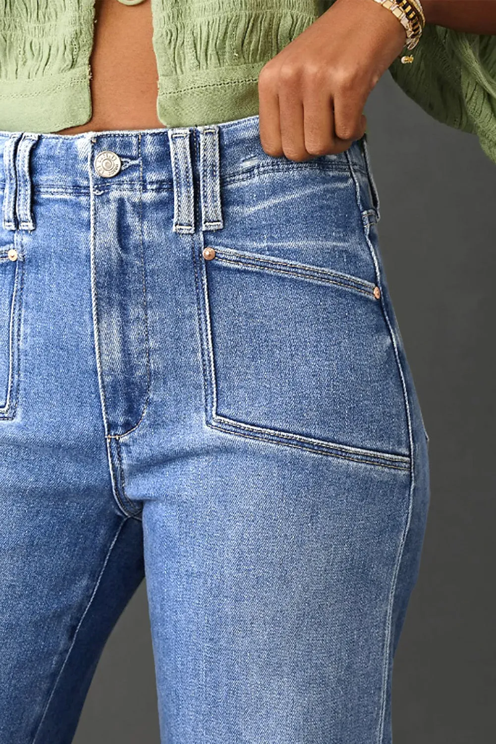 Blue Loose Straight Leg High Waist Jeans sold by Beagle Boutique product image thumbnail 3