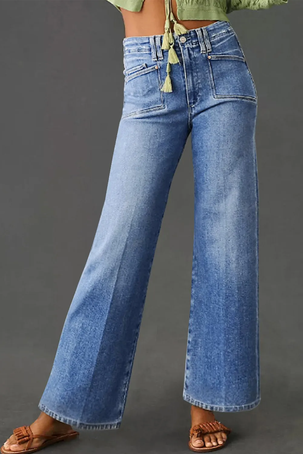 Blue Loose Straight Leg High Waist Jeans sold by Beagle Boutique product image thumbnail 4