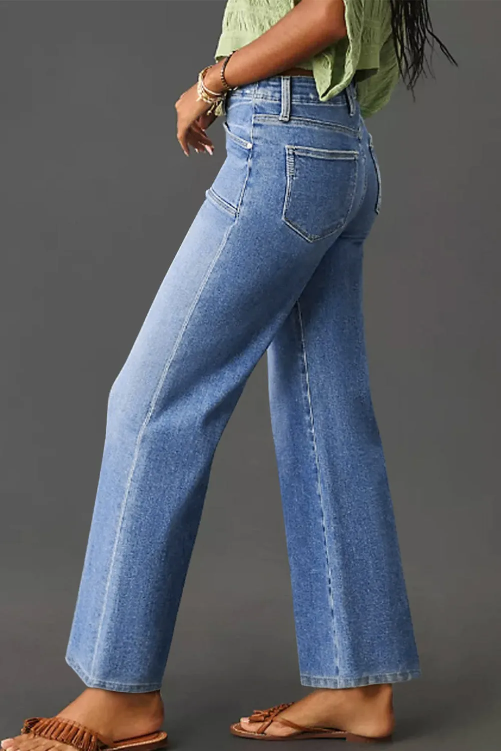 Blue Loose Straight Leg High Waist Jeans sold by Beagle Boutique product image thumbnail 2