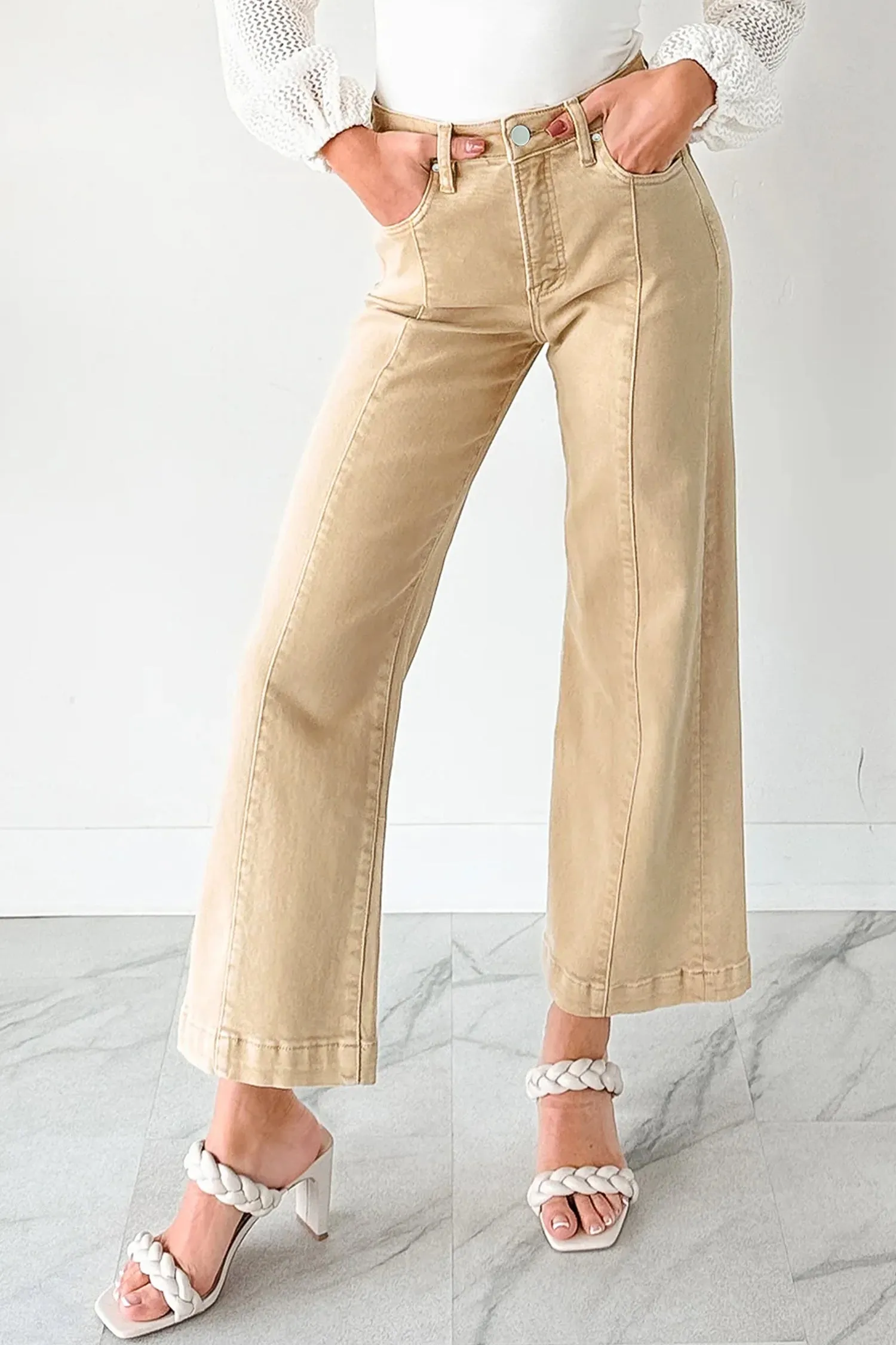 Seamed Center Wide Leg Cropped Jeans sold by Beagle Boutique product image thumbnail 3