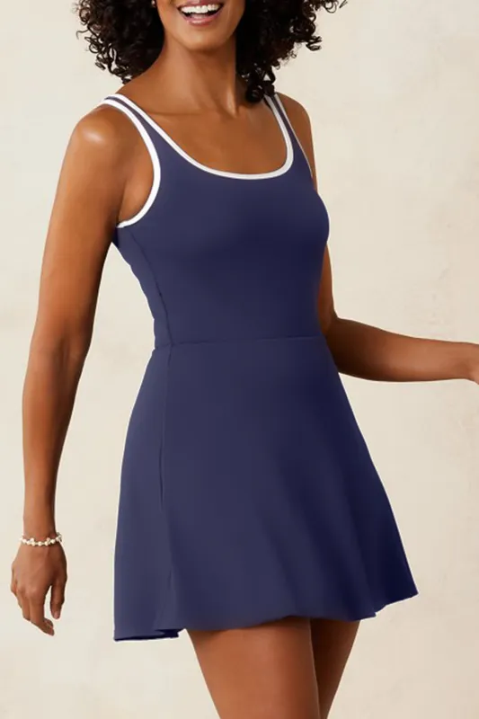 Contrast Edge Ruffled One Piece Swim Dress sold by Beagle Boutique