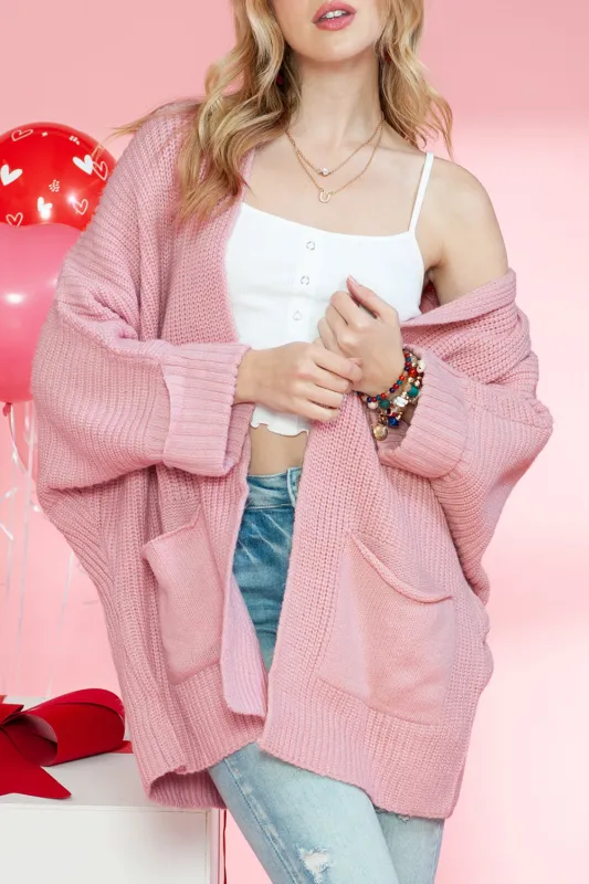 Batwing Sleeve Pocket Oversized Cable Knit Cardigan sold by Beagle Boutique