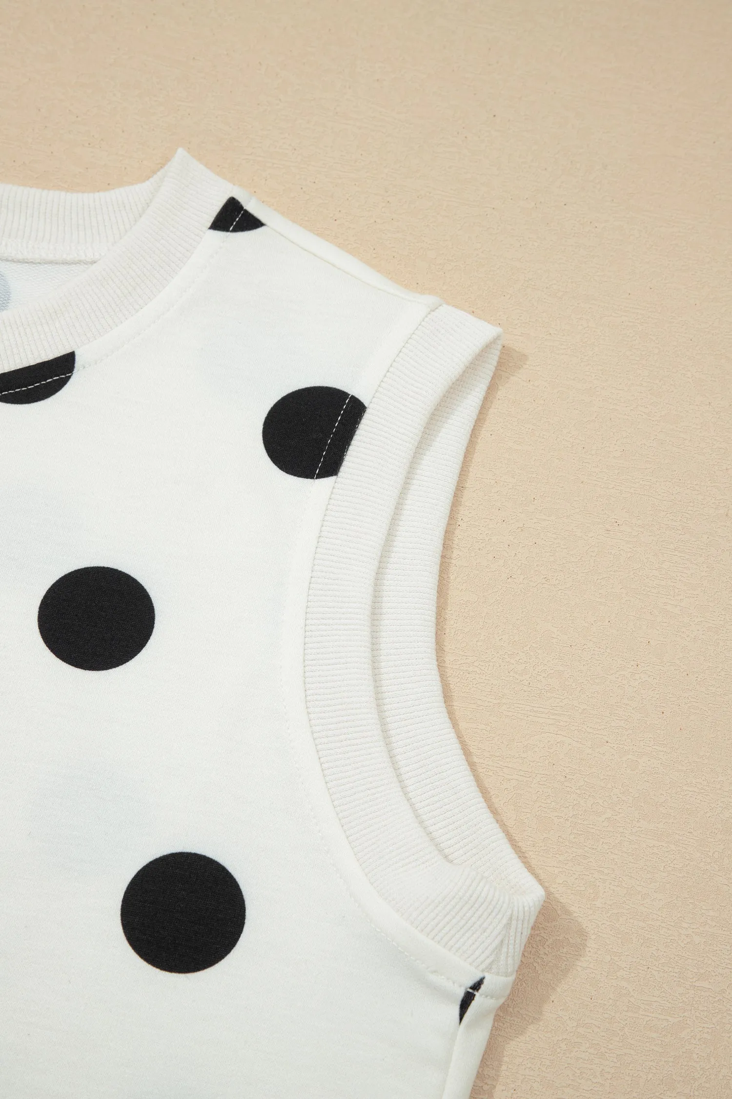 Ribbed Trim Polka Dot Print Tank Split Mini Skort Co-ord Set sold by Beagle Boutique product image thumbnail 5