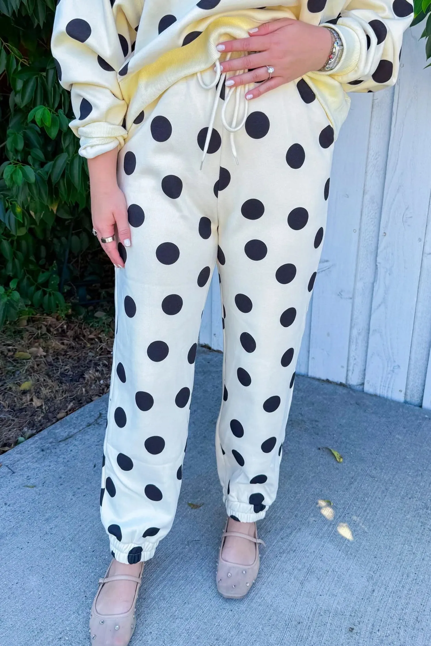 Polka Dot Print Drop Shoulder Pullover Drawstring Jogger Pant Co-ord Set sold by Beagle Boutique product image thumbnail 5