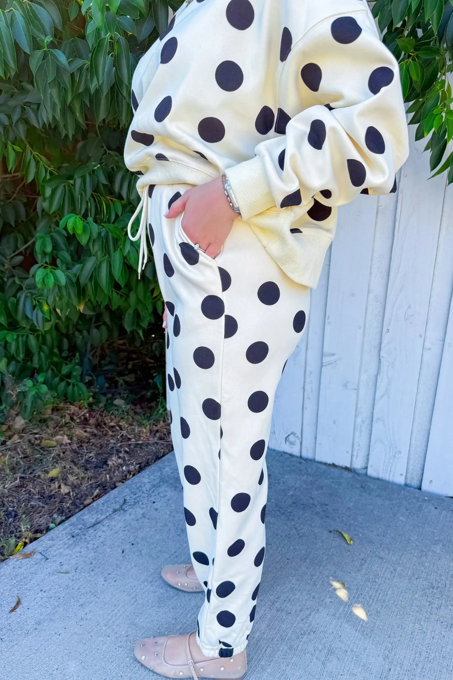 Polka Dot Print Drop Shoulder Pullover Drawstring Jogger Pant Co-ord Set sold by Beagle Boutique product image thumbnail 4