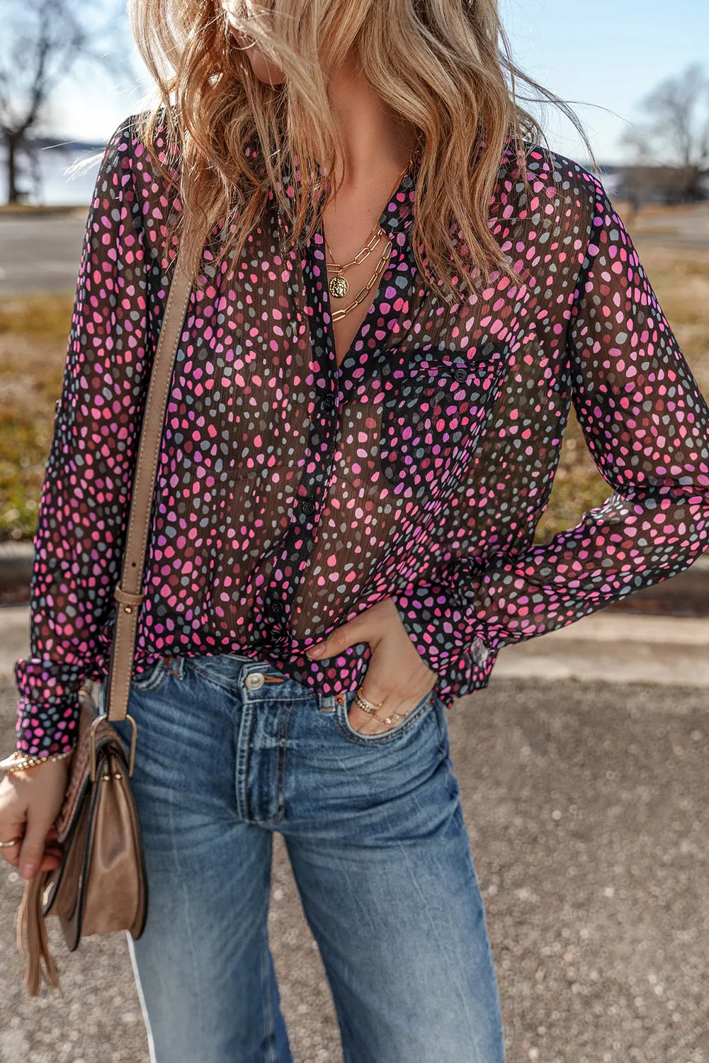 Polka Dot Print Buttoned Shirt sold by Beagle Boutique product image thumbnail 2