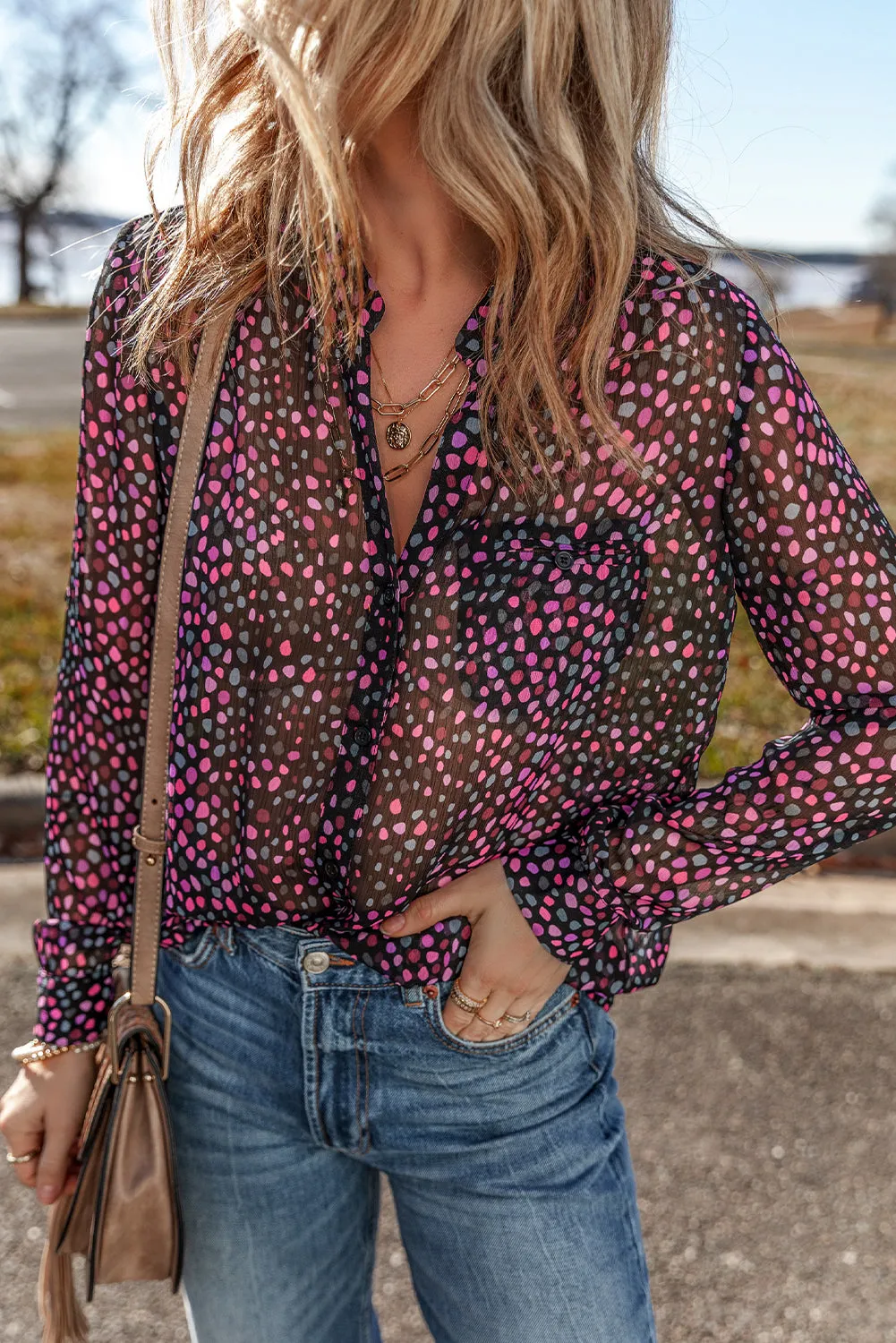 Polka Dot Print Buttoned Shirt sold by Beagle Boutique product image thumbnail 4
