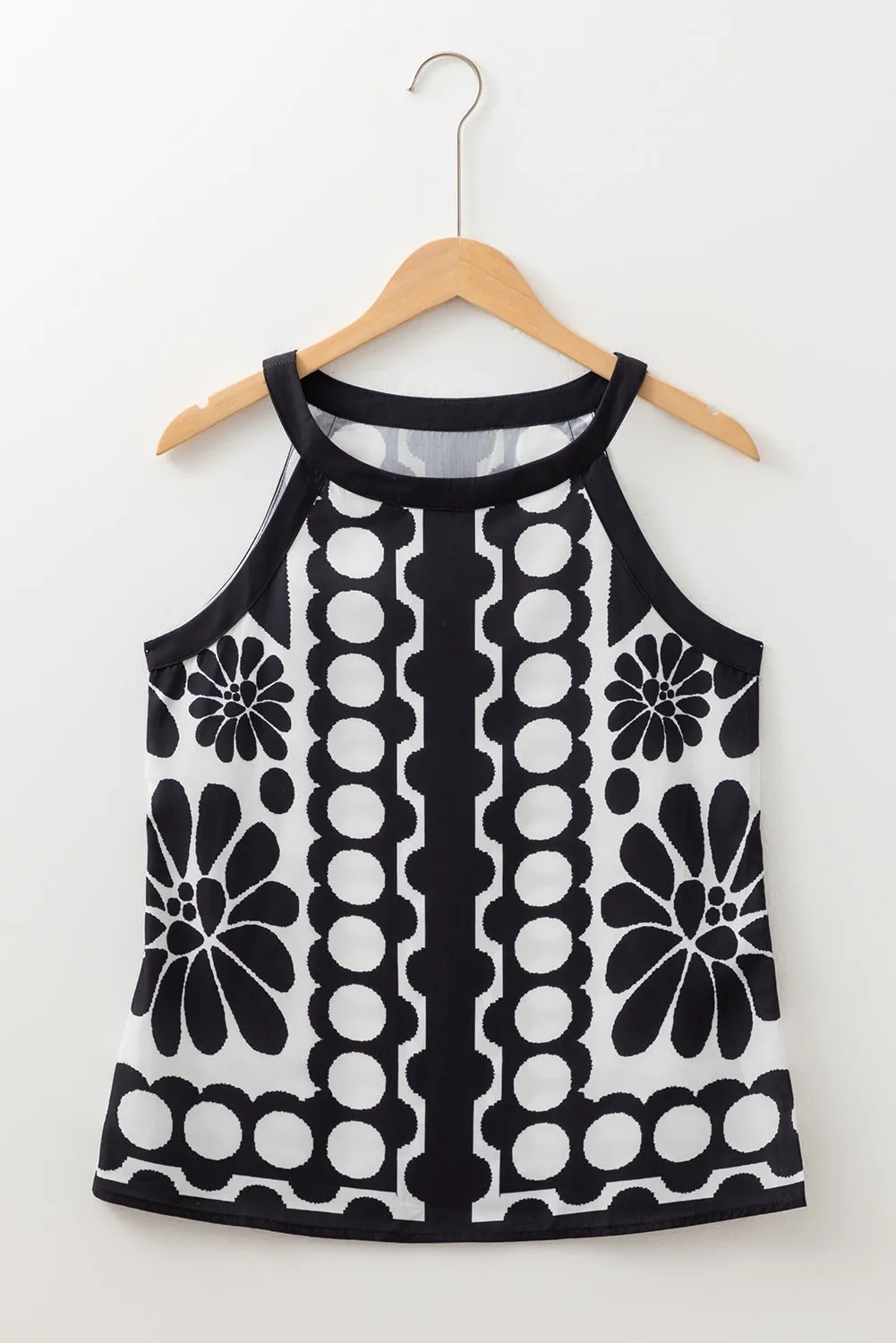 Black Geometric Print Sleeveless Top sold by Beagle Boutique