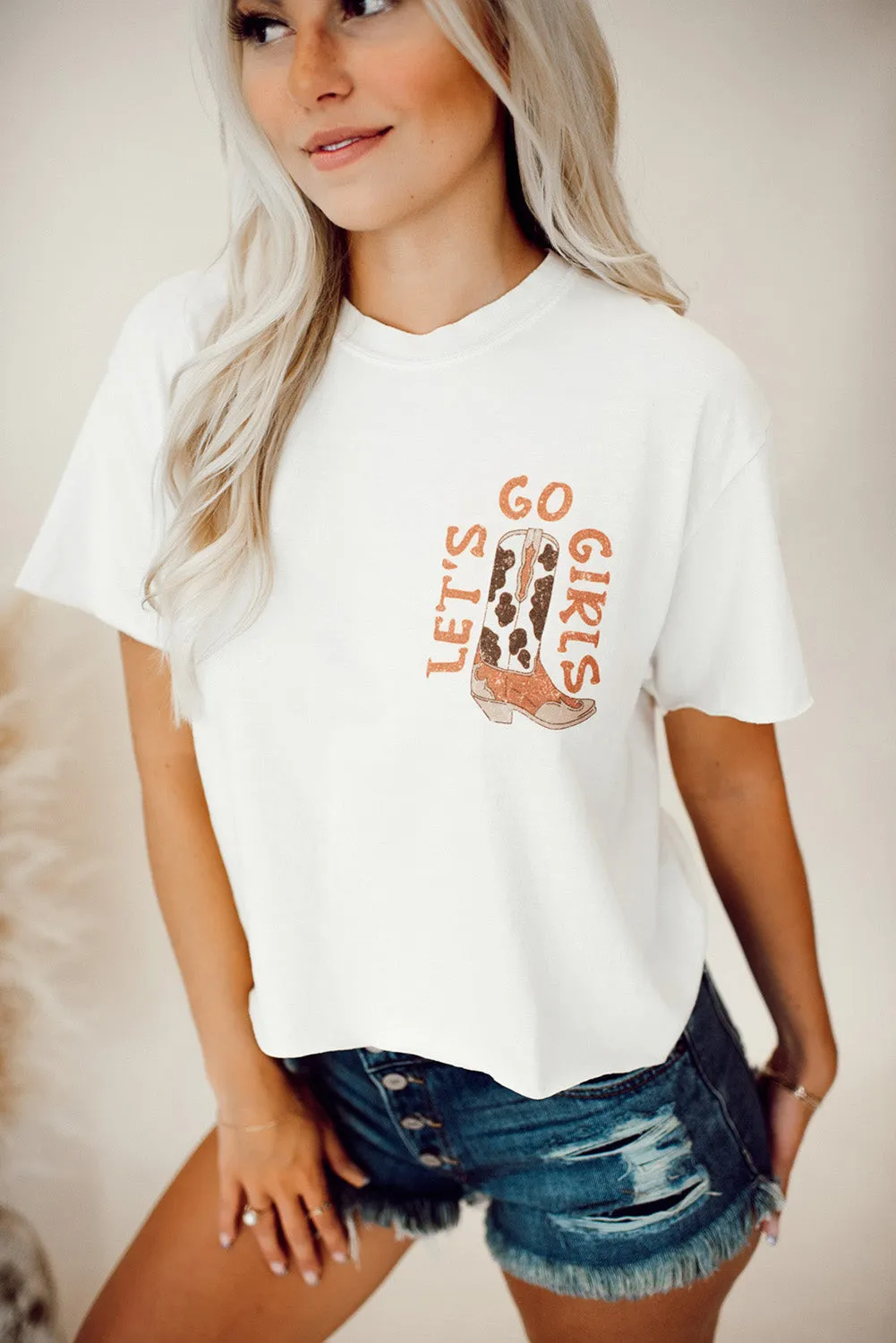 White Double-Side Cowboy Hat & Boots Graphic Tee sold by Beagle Boutique product image thumbnail 2