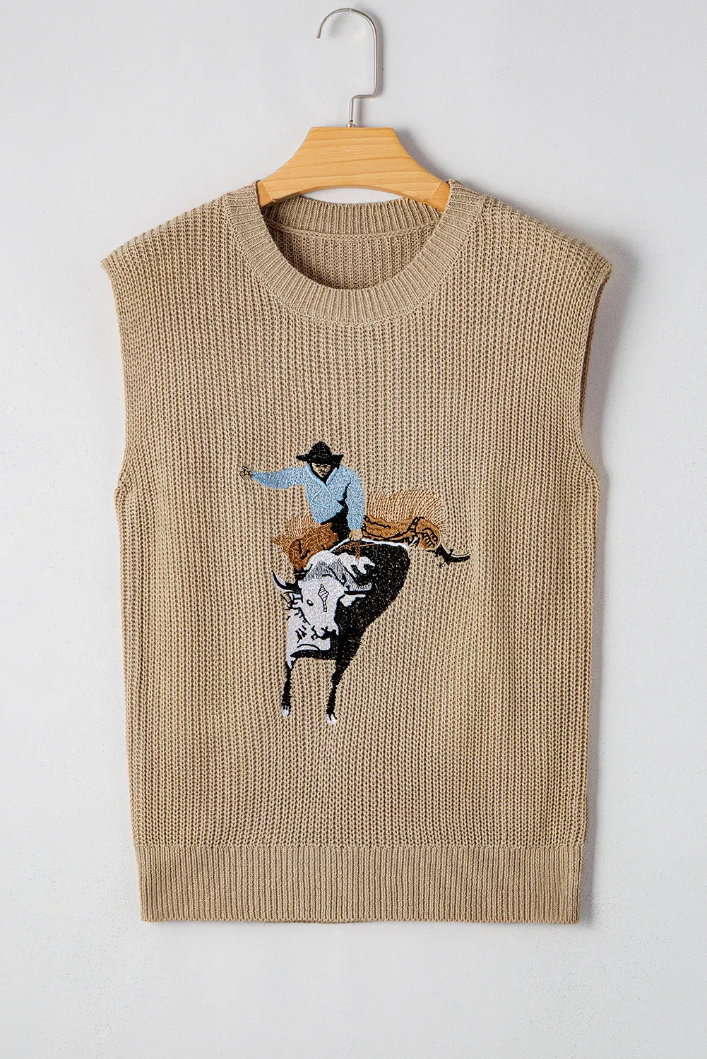 Cowboy Embroidery Round Neck Sleeveless Knit Top sold by Beagle Boutique product image thumbnail 5