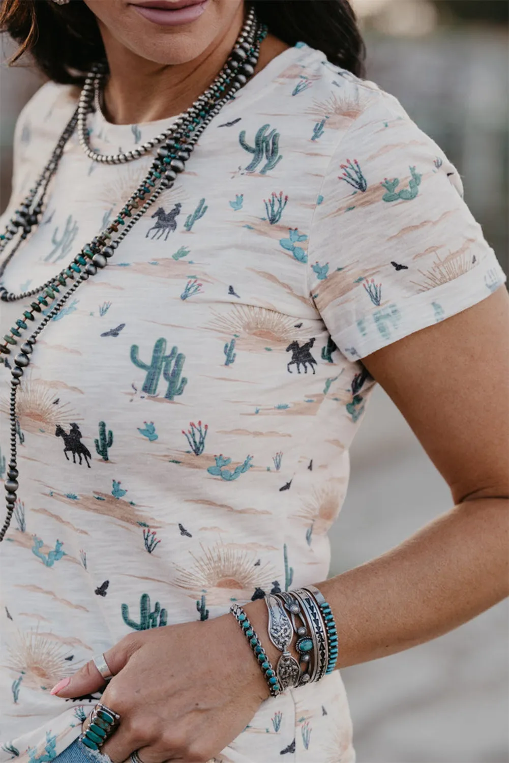 Cactus Print Crew Neck Short Sleeve T-Shirt sold by Beagle Boutique product image thumbnail 3
